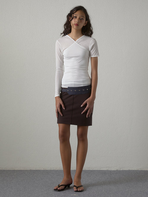 Asymmetric sleeve layered top
