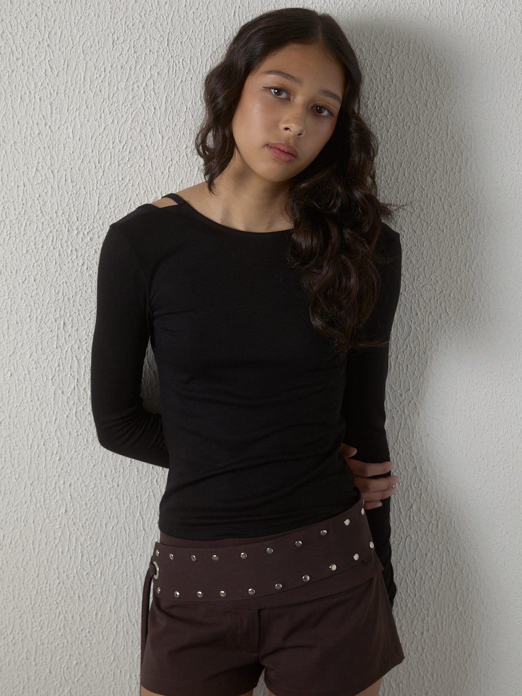 Long sleeve top with layered back detail