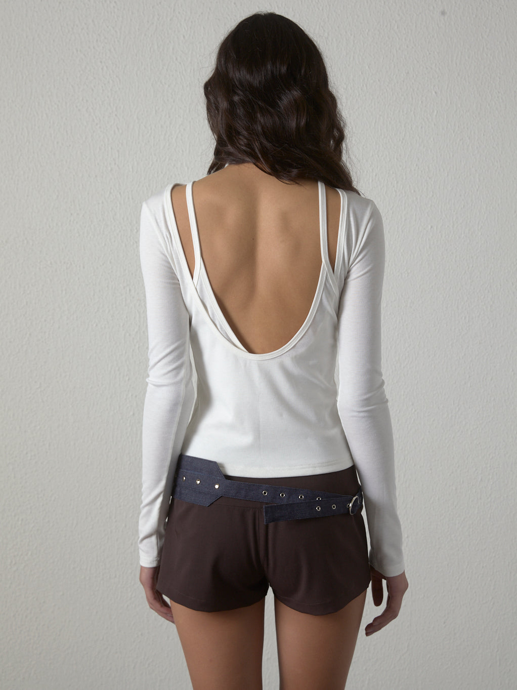 Long sleeve top with layered back detail