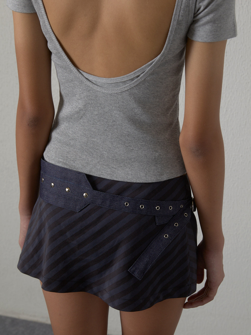 Striped micro skort